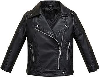 LJYH Boys Girls Fashion PU Leather Jacket Kids Zipper Coat