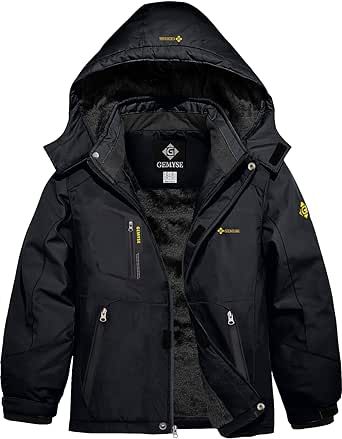 GEMYSE Boy's Winter Waterproof Ski Snow Jacket Fleece Lined Windproof Jacket