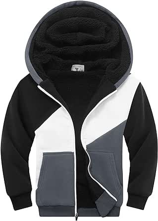 Dekomere Kids Boys Girls Hooded Fleece Jacket Full-Zip Autumn Winter Coat Long Sleeve Hoodie Sweatshirt 6-15 Years