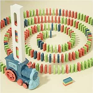 Kids Games Domino Train Toys: 180PCS Automatic Dominoes Stacking Creative Game 3+ Year Old - Stem Montessori Toy for Boys 4-6 - Summer Autistic Christmas Birthday Gifts 5 6 Toddler Girls Ages 4-8