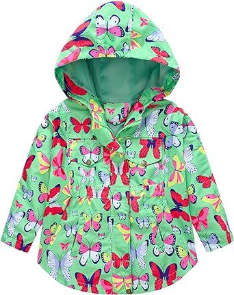 Mousmile Kids Girl Lightweight Trench Coat Outdoor Waterproof Hooded Windbreaker Rain Jacket Coats Outwear Fall Clothes
