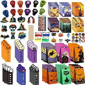 Halloween 18 Pack Stationery Set, Halloween Party Favor Toys Set for Kids, 150PCS Classroom Stationery Gift Kit,Halloween Treat Bag Stuffers