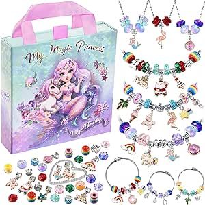 BDBKYWY Charm Bracelet Making Kit & Unicorn/Mermaid Girl Toy- ideal Crafts for Girls Ages 8-12, The Perfect Gifts for Girls who Inspire Imagination and Create Magic with Art Set and Jewelry Making Kit