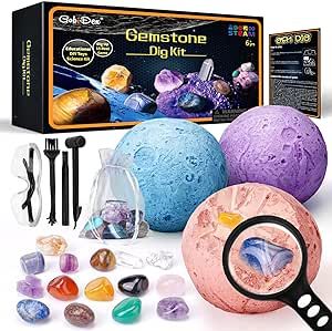 GobiDex Gemstones Dig Kit, Solar System Science Kit for Kids, Excavate 15 Real Gems, STEM Educational Space Toys Planet Collection Kit, Archaeology Geology Science Projects Gift for Boys&Girls Age 6+