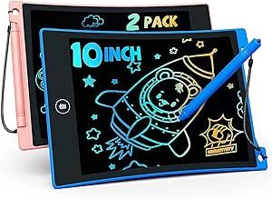 TEKFUN Kids Toys, 2 Pack LCD Writing Tablet with Anti-Lost Stylus,10in Coloring Doodle Board Magic Drawing Pad for Kids, Car Trip Educational Toys Birthday Gift for 3 4 5 6 7 Kids Girls Boys Toddlers