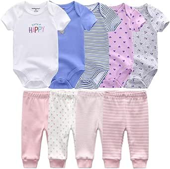 Kiddiezoom Baby Layette Set Baby Boys' 9-Piece Bodysuits Pants Set Toddler Girl Boy Unisex Baby Gift Sets