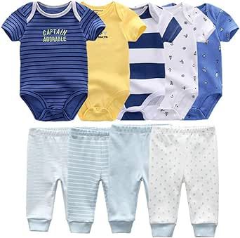 Kiddiezoom Baby Layette Set Baby Boys' 9-Piece Bodysuits Pants Set Toddler Girl Boy Unisex Baby Gift Sets