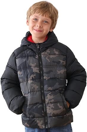 HZXVic Boys Warm Winter Coat With Hood, Thicken Puffer Jacket Kids Waterproof Parka Lightweight Outdoor