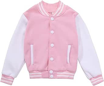 NICNZQI Kids Varsity Jacket Girls Boys Baseball Jacket Bomber Coat School Jackets with Pocket