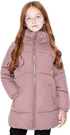 SOLOCOTE Girls Winter Coats Heavyweight Mediun Length Warm Jackets Down-like Cotton Wadding Outwear 3-14Y