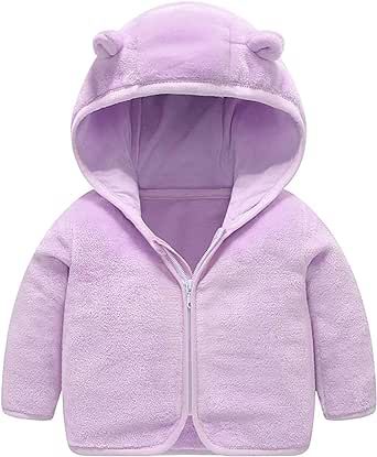 SUERGHWAX Baby Boys Girls Fleece Jacket Cute Bear Ears Hooded Jacket Fuzzy Zip Up Coat Kids Winter Warm Outwear