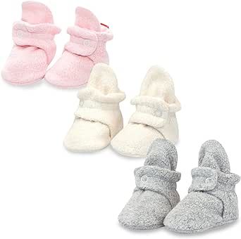 Zutano Unisex Baby Cozie Fleece Baby Booties, Baby Essentials, Pack of 3