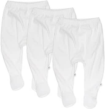 HonestBaby 3-Pack Footed Pants Roomy Fit Pull on Bottoms 100% Organic Cotton for Infant Baby Boys, Girls, Unisex