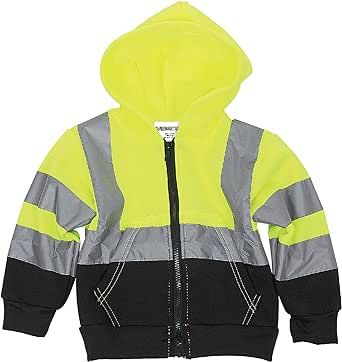 VisWERX Hi-Vis Children’s Full Zip Hoodie – Safety Reflective Jacket for Kids, Hooded Sweatshirt