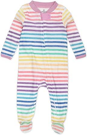 HonestBaby Sleep and Play Footed Pajamas One-Piece Sleeper Jumpsuit Zip-Front Pjs 100% Organic Cotton for Baby Girls