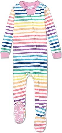 HonestBaby Non-Slip Footed Pajamas One-Piece Sleeper Jumpsuit Zip-Front Pjs 100% Organic Cotton for Baby Girls