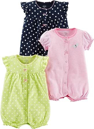 Simple Joys by Carter's Baby Girls' Snap-Up Rompers, Pack of 3