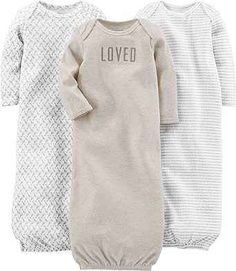 Simple Joys by Carter's Unisex Babies' Cotton Sleeper Gown, Pack of 3