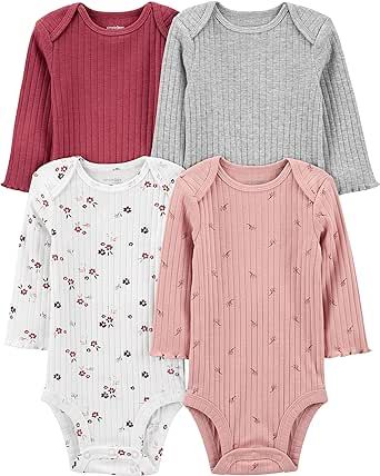 Simple Joys by Carter's Unisex Babies' Textured Bodysuits, Pack of 4